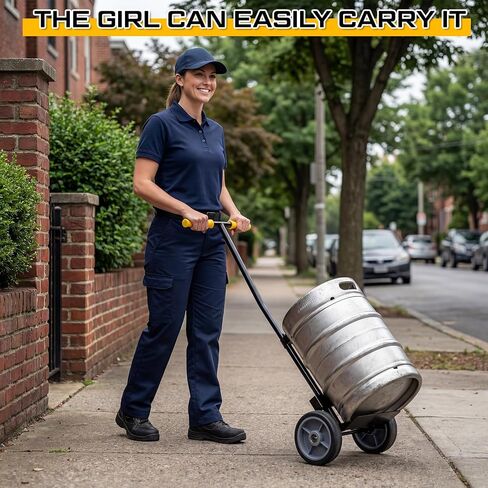 BBTO Keg Dolly 400 LB Capacity Hand Truck Dolly Cart with 2 Wheels, Stainless Steel Cart with Handle and Keg Hooks for Bar Warehouses Offices Homes Shopping in Kuwait