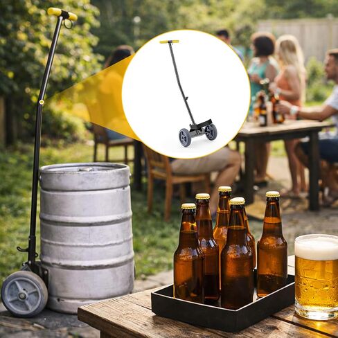 BBTO Keg Dolly 400 LB Capacity Hand Truck Dolly Cart with 2 Wheels, Stainless Steel Cart with Handle and Keg Hooks for Bar Warehouses Offices Homes Shopping in Kuwait