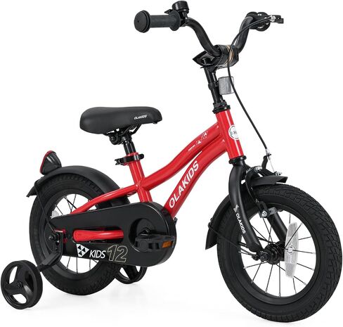 Olakids Kids Bike, 12 14 16 18 Inch Toddlers Bike with Training Wheels Safety Bell Adjustable Seat and Handlebar, Handbrake and Coaster Brake, Children's Bicycle for Boys Girls in Saudi Arabia