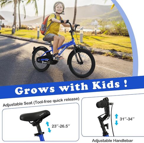 Olakids Kids Bike, 12 14 16 18 Inch Toddlers Bike with Training Wheels Safety Bell Adjustable Seat and Handlebar, Handbrake and Coaster Brake, Children's Bicycle for Boys Girls in Saudi Arabia