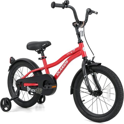 Olakids Kids Bike, 12 14 16 18 Inch Toddlers Bike with Training Wheels Safety Bell Adjustable Seat and Handlebar, Handbrake and Coaster Brake, Children's Bicycle for Boys Girls in Saudi Arabia