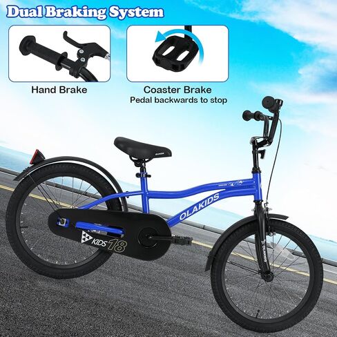 Olakids Kids Bike, 12 14 16 18 Inch Toddlers Bike with Training Wheels Safety Bell Adjustable Seat and Handlebar, Handbrake and Coaster Brake, Children's Bicycle for Boys Girls in Saudi Arabia