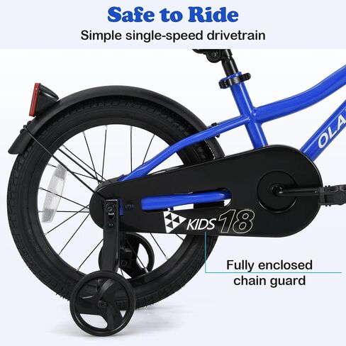 Olakids Kids Bike, 12 14 16 18 Inch Toddlers Bike with Training Wheels Safety Bell Adjustable Seat and Handlebar, Handbrake and Coaster Brake, Children's Bicycle for Boys Girls in Saudi Arabia