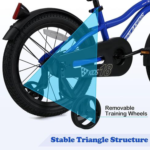 Olakids Kids Bike, 12 14 16 18 Inch Toddlers Bike with Training Wheels Safety Bell Adjustable Seat and Handlebar, Handbrake and Coaster Brake, Children's Bicycle for Boys Girls in Saudi Arabia