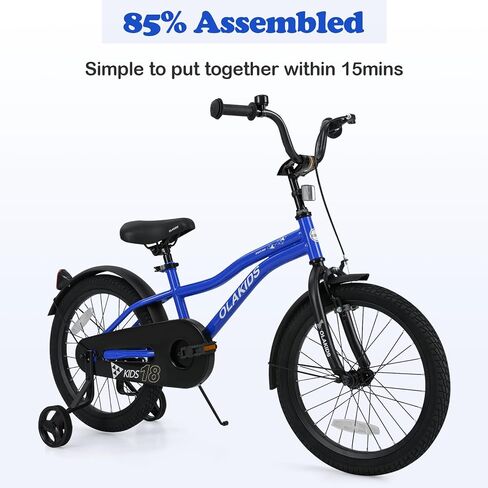Olakids Kids Bike, 12 14 16 18 Inch Toddlers Bike with Training Wheels Safety Bell Adjustable Seat and Handlebar, Handbrake and Coaster Brake, Children's Bicycle for Boys Girls in Saudi Arabia