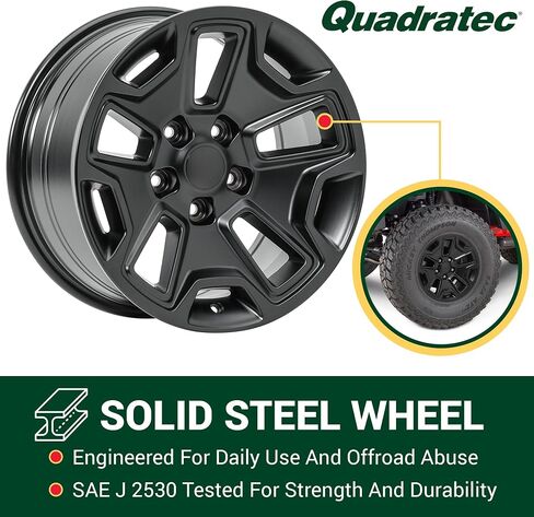 Quadratec Hardrock 17" Alloy Wheel, Gunmetal Gray - 5x5 Bolt Pattern with 5.2" Backspace - 17x8.5 (+11.43mm Offset) - Fits Jeep JT, WJ, WK, WK2, JK, JL, JKU, JLU - Hub Centric Wheel with Center Cap in Saudi Arabia