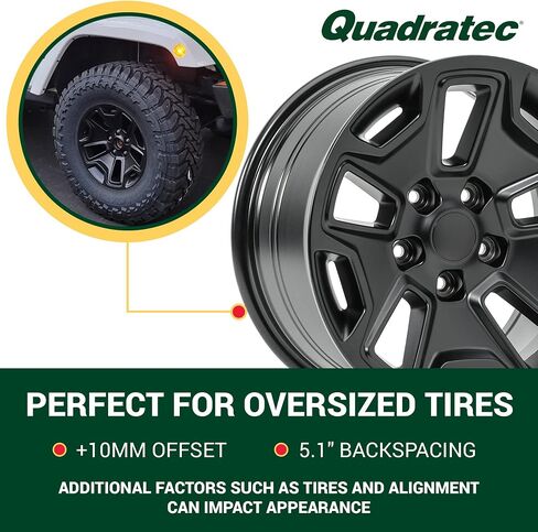 Quadratec Hardrock 17" Alloy Wheel, Gunmetal Gray - 5x5 Bolt Pattern with 5.2" Backspace - 17x8.5 (+11.43mm Offset) - Fits Jeep JT, WJ, WK, WK2, JK, JL, JKU, JLU - Hub Centric Wheel with Center Cap in Saudi Arabia