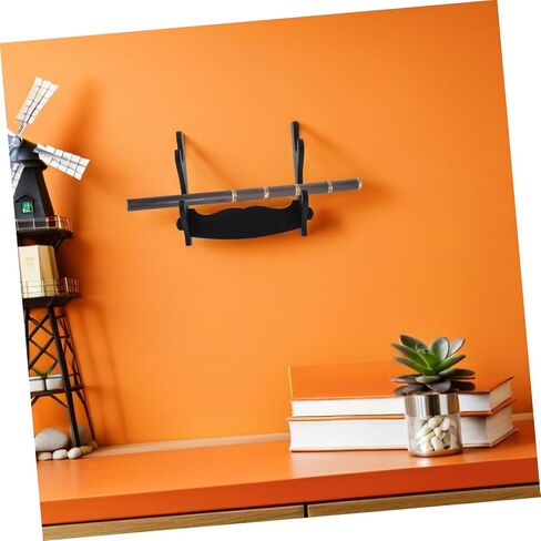 Kisangel Wall-mounted Wooden Flute and Sword Display Rack, 2-tier Black Stand for Recorder and Clarinet Accessories, Musical Instrument Organizer for Home and Music Room in Kuwait