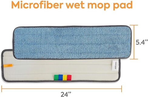 Microfiber Wet Mop Pad, 5" x 24", Blue in Kuwait
