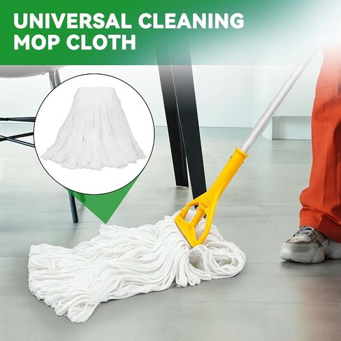 Disposable Commercial Heavy Duty Mop Heads Replacement: 12 Packs Industrial Wet Mop Head for Floor Cleaning - Commercial Products Looped End String Head Refills in Saudi Arabia