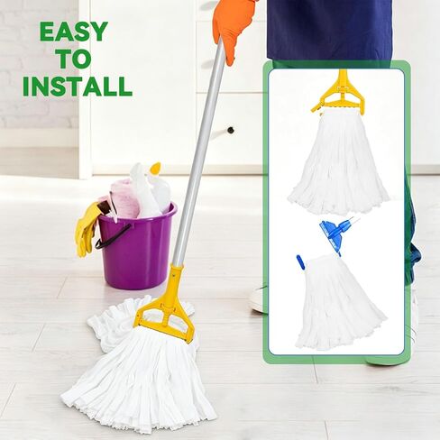 Disposable Commercial Heavy Duty Mop Heads Replacement: 12 Packs Industrial Wet Mop Head for Floor Cleaning - Commercial Products Looped End String Head Refills in Saudi Arabia