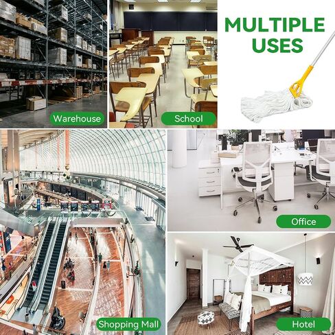 Disposable Commercial Heavy Duty Mop Heads Replacement: 12 Packs Industrial Wet Mop Head for Floor Cleaning - Commercial Products Looped End String Head Refills in Saudi Arabia