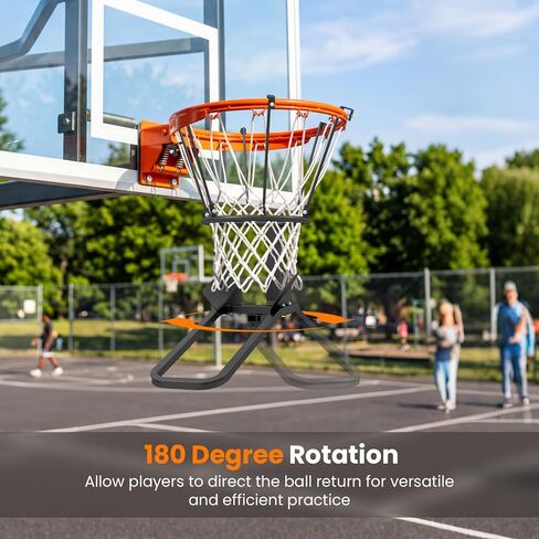 Goplus Basketball Return Attachment, Heavy-Duty 180 Degree Rotatable Basketball Rebounder with 6 Sturdy Hooks, Chute Shot Returner Fits 18" Rim, Indoor Outdoor Solo Shooting Practice Training Aid in Kuwait
