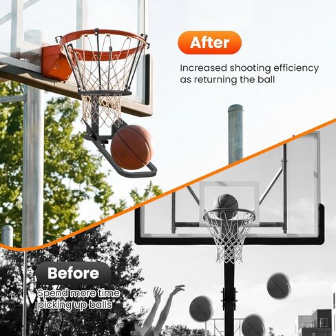 Goplus Basketball Return Attachment, Heavy-Duty 180 Degree Rotatable Basketball Rebounder with 6 Sturdy Hooks, Chute Shot Returner Fits 18" Rim, Indoor Outdoor Solo Shooting Practice Training Aid in Kuwait