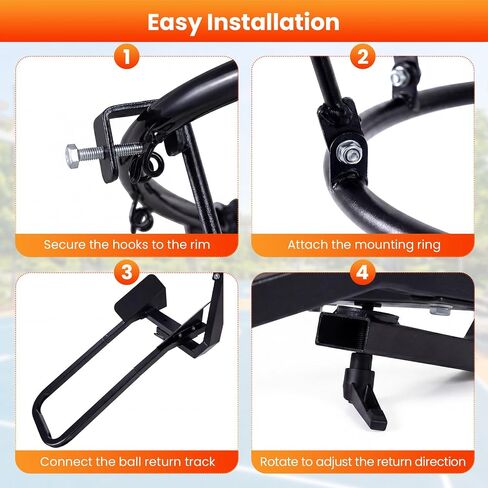 Goplus Basketball Return Attachment, Heavy-Duty 180 Degree Rotatable Basketball Rebounder with 6 Sturdy Hooks, Chute Shot Returner Fits 18" Rim, Indoor Outdoor Solo Shooting Practice Training Aid in Kuwait