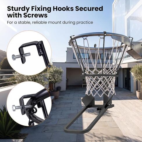 Goplus Basketball Return Attachment, Heavy-Duty 180 Degree Rotatable Basketball Rebounder with 6 Sturdy Hooks, Chute Shot Returner Fits 18" Rim, Indoor Outdoor Solo Shooting Practice Training Aid in Kuwait