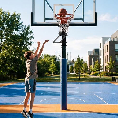 Goplus Basketball Return Attachment, Heavy-Duty 180 Degree Rotatable Basketball Rebounder with 6 Sturdy Hooks, Chute Shot Returner Fits 18" Rim, Indoor Outdoor Solo Shooting Practice Training Aid in Kuwait