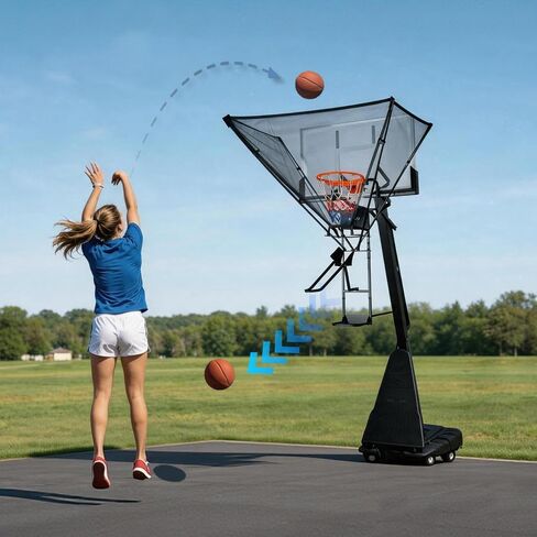 GAILEX Basketball Return System, Automatic Ball Return Net, 180° Rotating Chute, Quick Fold & Fast Storage, Roll & Go Design,Portable Basketball Training Equipment in Kuwait