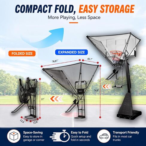 GAILEX Basketball Return System, Automatic Ball Return Net, 180° Rotating Chute, Quick Fold & Fast Storage, Roll & Go Design,Portable Basketball Training Equipment in Kuwait