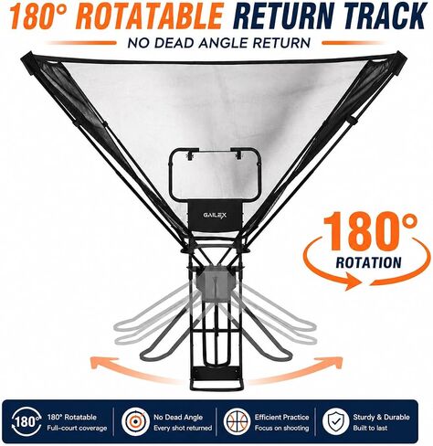 GAILEX Basketball Return System, Automatic Ball Return Net, 180° Rotating Chute, Quick Fold & Fast Storage, Roll & Go Design,Portable Basketball Training Equipment in Kuwait