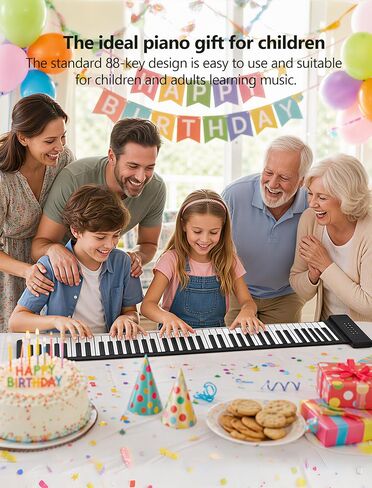 تطبيق AIVANONE 88 Key Roll Up Piano Keyboard اللاسلكي | تصميم قابل للطي، بطارية قابلة لإعادة الشحن، تخطيط لوحة مفاتيح كاملة الحجم، سهولة التخزين والحمل، مثالية للمبتدئين in Kuwait