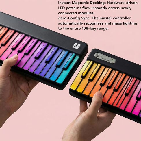 حزمة وحدة تحكم لوحة مفاتيح MIDI مكونة من 72 مفتاحًا مع مفاتيح إضاءة 2×36 RGB، حقيبة حمل واقية، بدون تغيير أوكتاف، بلوتوث MIDI، USB-C وNFC، متوافق مع DAW، أسود in Kuwait