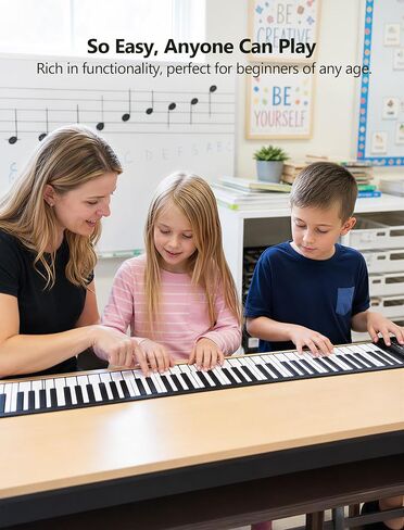 تطبيق AIVANONE 88 Key Roll Up Piano Keyboard اللاسلكي | تصميم قابل للطي، بطارية قابلة لإعادة الشحن، تخطيط لوحة مفاتيح كاملة الحجم، سهولة التخزين والحمل، مثالية للمبتدئين in Kuwait