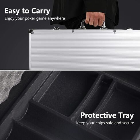 مجموعة شرائح البوكر من ORIENGEAR مع الطوائف، 500 قطعة من رقائق الكازينو المعدنية بوزن 14 جرامًا مع علبة من الألومنيوم وطابقين من البطاقات البلاستيكية، لألعاب المقامرة في لعبة Texas Holdem Blackjack in Kuwait