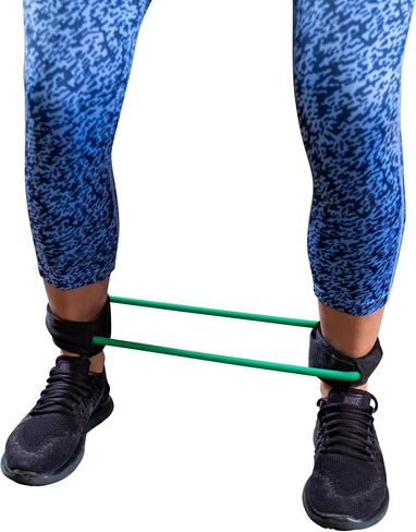 Body-Solid Tools (BSTART2) Ankle Cuffs Elastic Bands, Light Resistance Tube for Physical Therapy and Upper and Lower Body Workouts for Commercial Gym & Home Training, Green in Kuwait