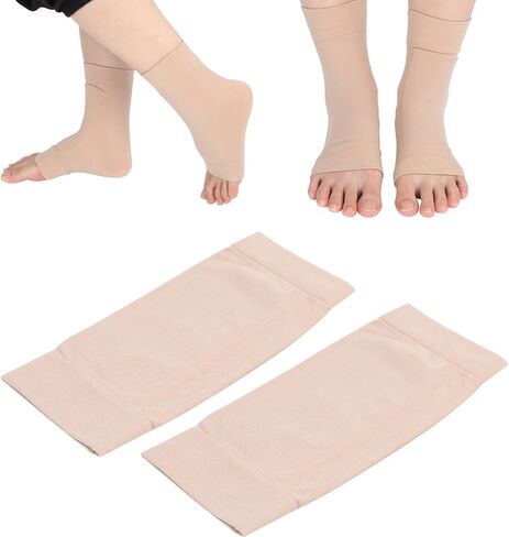 Heel Sleeve Padded Compression Ankle Sleeves Elastic Foot Protective Cushion Socks for Sports Fitness Enthusiasts Skin Color 19.5cm 1Pair in Kuwait