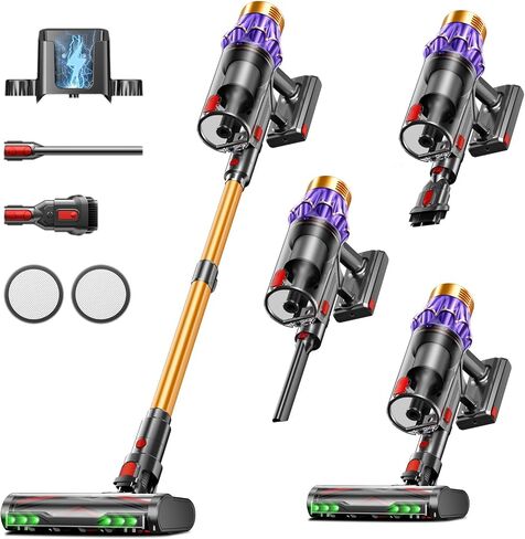 Cordless Vacuum Cleaner, 650W/55KPA/70 Mins Vacuum Cleaners for Home with Self-Standing, Anti-Tangle Vacuum Cordless, Smart Display and 1.8L Cup Cordless Stick Vacuum Cleaner for Pet Hair/Carpets in Kuwait