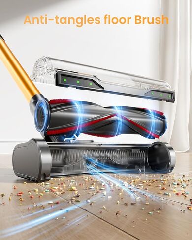 Cordless Vacuum Cleaner, 650W/55KPA/70 Mins Vacuum Cleaners for Home with Self-Standing, Anti-Tangle Vacuum Cordless, Smart Display and 1.8L Cup Cordless Stick Vacuum Cleaner for Pet Hair/Carpets in Kuwait