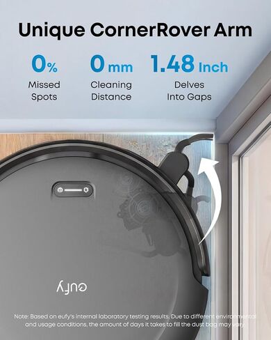 eufy C10 Robot Vacuum ذاتي التفريغ، 8 أسابيع بدون استخدام اليدين، رسم خرائط ذكي متقدم مع نظام ملاحة LiDAR، تصميم نحيف 2.85 بوصة، شفط قوي، فرشاة توسيع الحافة لشعر الحيوانات الأليفة، اكتشاف السجاد in Kuwait