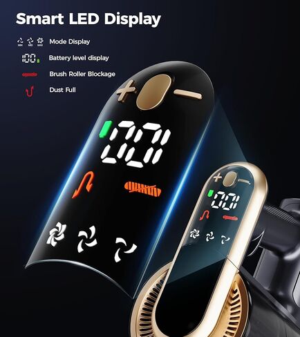 RENDOW Cordless Vacuum Cleaner, 600W 50Kpa 65Mins Vacuum Cleaners for Home, Self-Standing Cordless Stick Vacuum with LED Display,Anti-Tangle Rechargeable Wireless Vacuum for Pet Hair/Carpet/Hard Floor in Kuwait