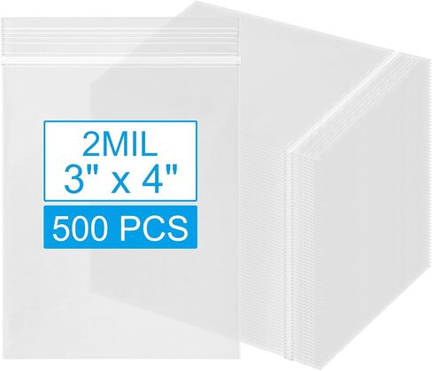Small Plastic Bags 3x4 Inch - 500 PCS Clear Resealable Zipper Bags for Jewelry, Beads, Candy & Small Parts Storage - 2 Mil Thick in Kuwait