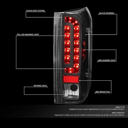 Auto Dynasty Full LED Tail Light Assembly Compatible with 1990-1997 Ford F150/F250/F350/Bronco/F Super Duty Styleside, Pair Tinted Tail Brake Light Lamps in Saudi Arabia