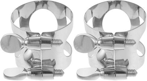 COHEALI Alto Saxophone Ligature Clamp Metal Saxophone Mouthpiece ملحق 2PCS فضي مع سهولة التركيب وملاءمة آمنة لـ E-flat Alto Sax لجلسات التدريب والعروض in Kuwait