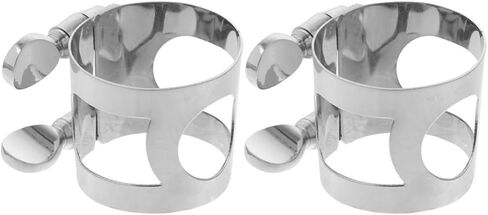 KALLORY Alto Saxophone Ligature Clips Sturdy Accessories Silver 2pcs Metal Mouthpiece Clamps for E-flat Alto Saxophone Suitable for Practice Sessions and Performances in Saudi Arabia