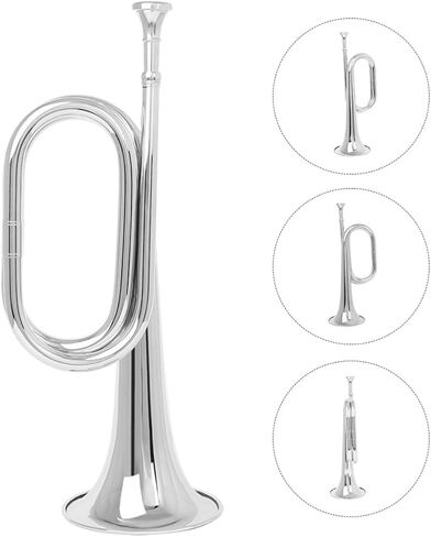 MAGICLULU Copper Bugle for Band and Beginners, Easy to Play Wind Instrument with Rust-resistant Finish, Silver Copper Horn Trumpet Suitable for Orchestra and Military Band Use in Kuwait
