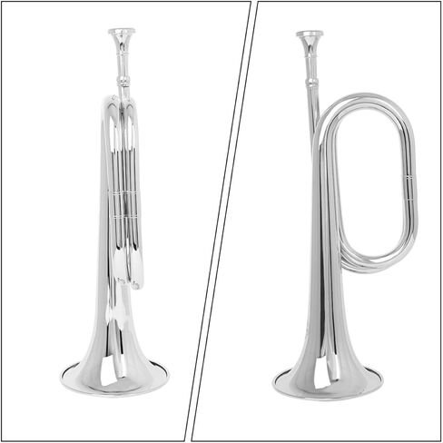 MAGICLULU Copper Bugle for Band and Beginners, Easy to Play Wind Instrument with Rust-resistant Finish, Silver Copper Horn Trumpet Suitable for Orchestra and Military Band Use in Kuwait