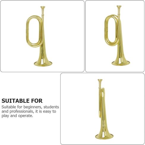 Cabilock Copper Bugle Trumpet for Beginners with Rust Prevention and Easy Operation, Golden Brass Wind Instrument for Students and Professionals in Band and Orchestra in Kuwait