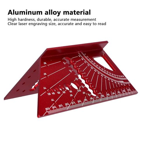Generic Woodworking Square Ruler, Aluminum Alloy 3D Mitre Angle Measuring Tool with Engraving for 45 and 90 Degree Angles in Kuwait