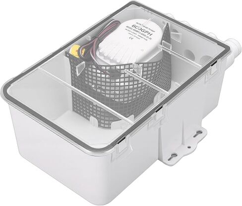 24V DC Shower Sump Pump Box, 600GPH Drainage Capacity Electric, Automatic Drainage Function, Ideal for Boat Cabin, Showers & Sinks in Kuwait