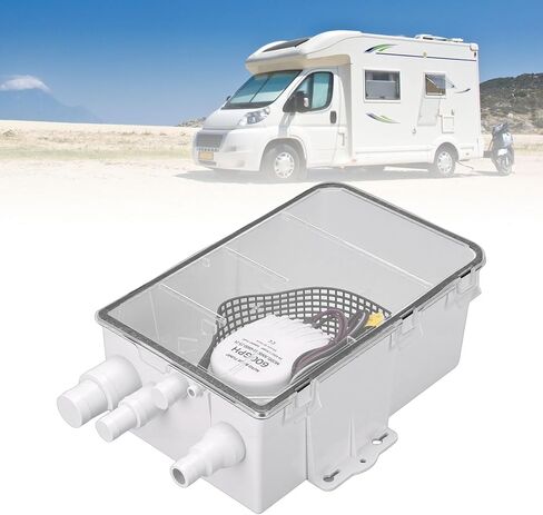 24V DC Shower Sump Pump Box, 600GPH Drainage Capacity Electric, Automatic Drainage Function, Ideal for Boat Cabin, Showers & Sinks in Kuwait