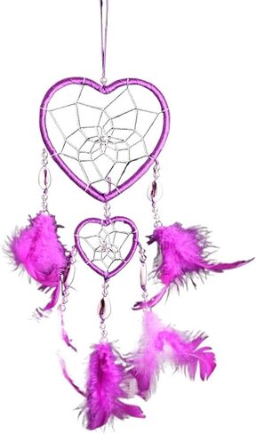 New Ann Style Love Heart Feather Dream Catcher Wind Chimes - زخارف حائط داخلية للسيارة (بحيرة زرقاء) in Kuwait