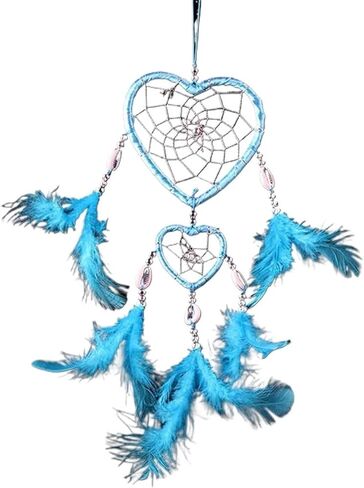 New Ann Style Love Heart Feather Dream Catcher Wind Chimes - زخارف حائط داخلية للسيارة (بحيرة زرقاء) in Kuwait