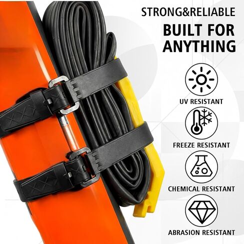 Sliner 5 Pack Utility Strap with Buckle 11.8'' 17.7'' 19.7'' 21.6'' 27.5'' Adjustable Rubber Industrial Tension Strap Securing Gear Tightening Lashing for Bike Moto Luggage Garden Hoses Wires Cables in Kuwait