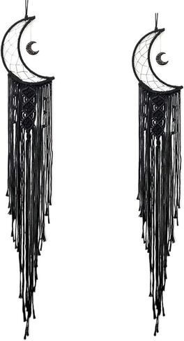 Handmade Woven Hanging Dream Catcher with Lamp - Bohemian Party Home Decoration ﻿(Black,with Light) in Kuwait