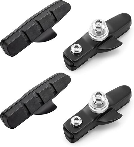 2 Pairs Road Bike Brake Pads with Bolts Rubber Caliper C-Brake Shoes Quiet Non-Skid Replacement for Commuter Road Bicycle Rim Brakes in Kuwait