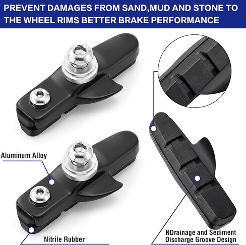 2 Pairs Road Bike Brake Pads with Bolts Rubber Caliper C-Brake Shoes Quiet Non-Skid Replacement for Commuter Road Bicycle Rim Brakes in Kuwait